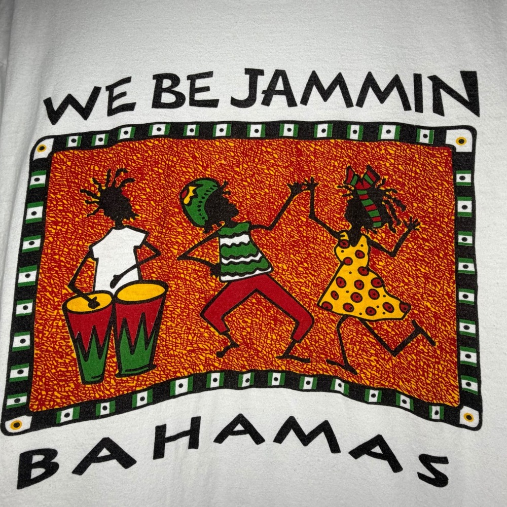 Vintage 90's Bahamas "We Be Jammin" White Soft Cotton T-Shirt Sz Mens XL